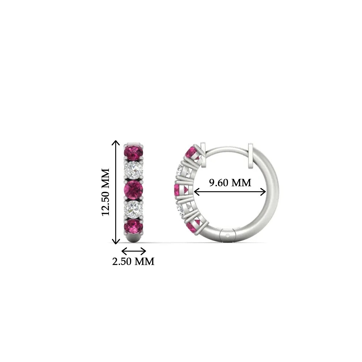 1/2 Carat Stunning Five Stone Huggie Hoops