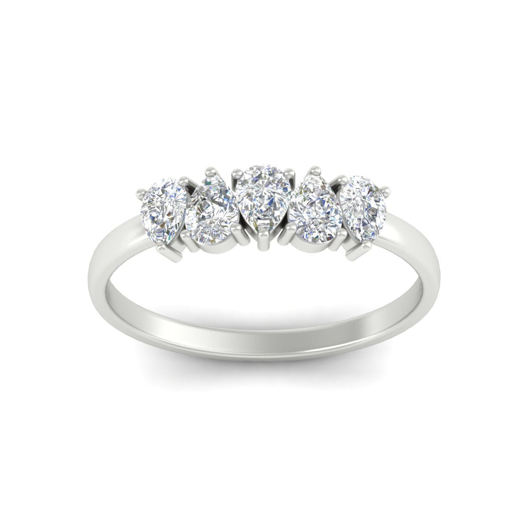 0.75 Carat 5 Stone Wedding Band Diamond Teardrop