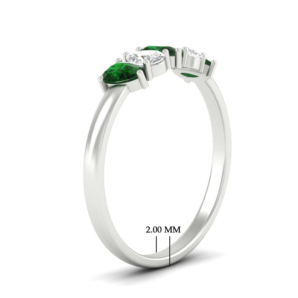 0.75 Carat 5 Stone Wedding Band Diamond Teardrop