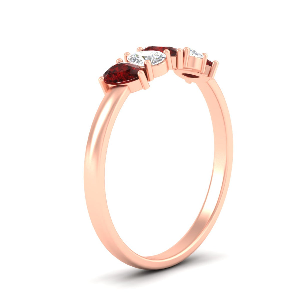 0.75 Carat 5 Stone Wedding Band Diamond Teardrop