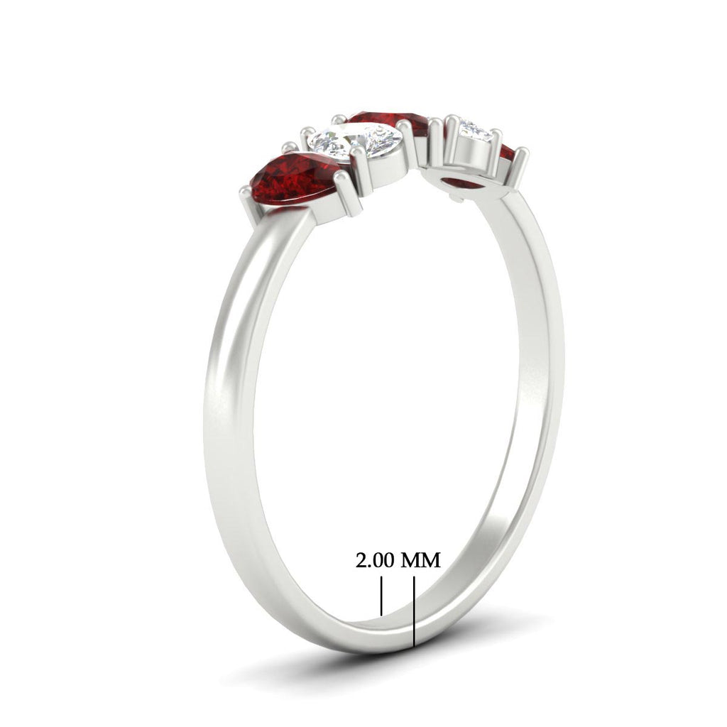 0.75 Carat 5 Stone Wedding Band Diamond Teardrop