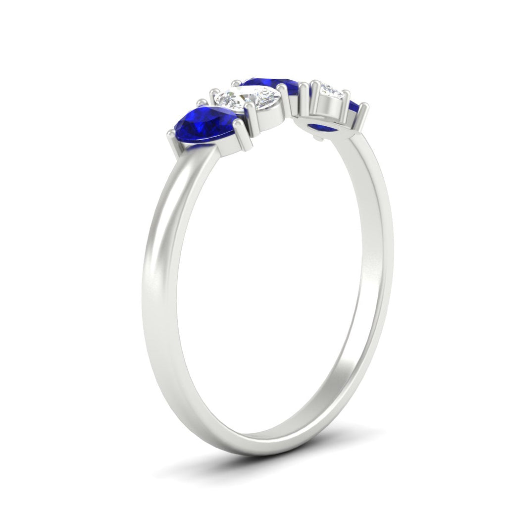 0.75 Carat 5 Stone Wedding Band Diamond Teardrop