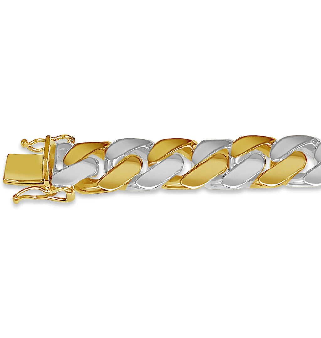 ID Curb Solid White/Yellow/Rose Gold Handmade Bracelet , 13mm, 6.5-10 Inch