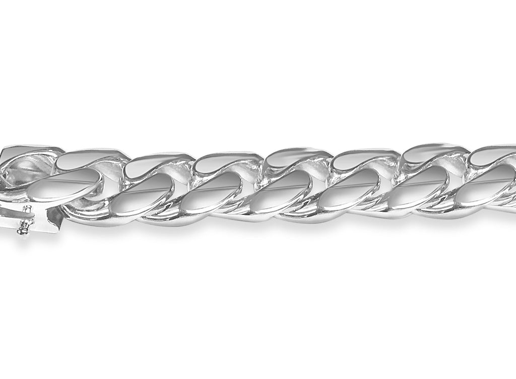 Curb Solid White/Yellow/Rose Gold Handmade Necklace , 13mm, 16-30 Inch