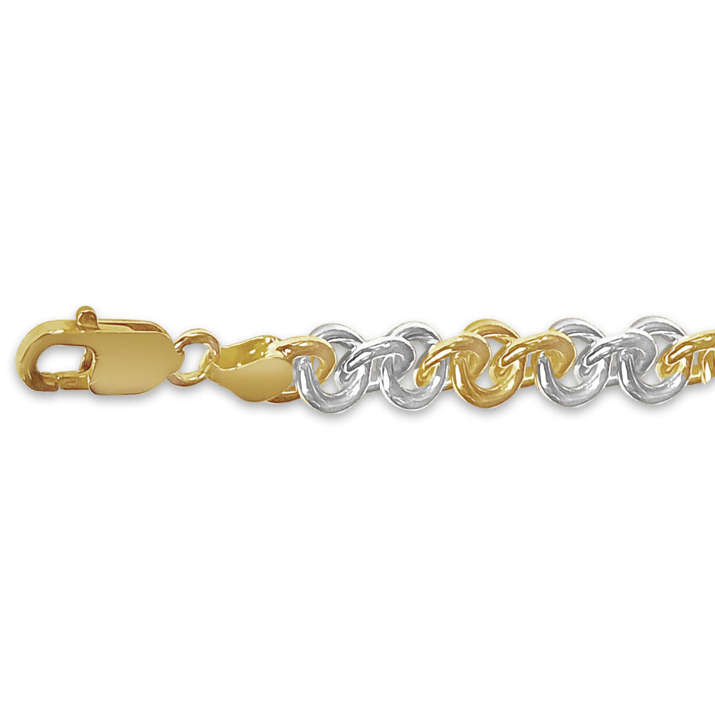 Fancy Rolo Solid White/Yellow/Rose Gold Handmade Necklace , 9mm, 16-30 Inch