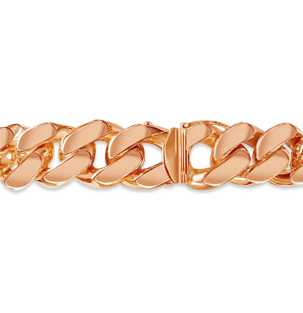 ID Curb Solid White/Yellow/Rose Gold Handmade Bracelet , 15mm, 6.5-10 Inch