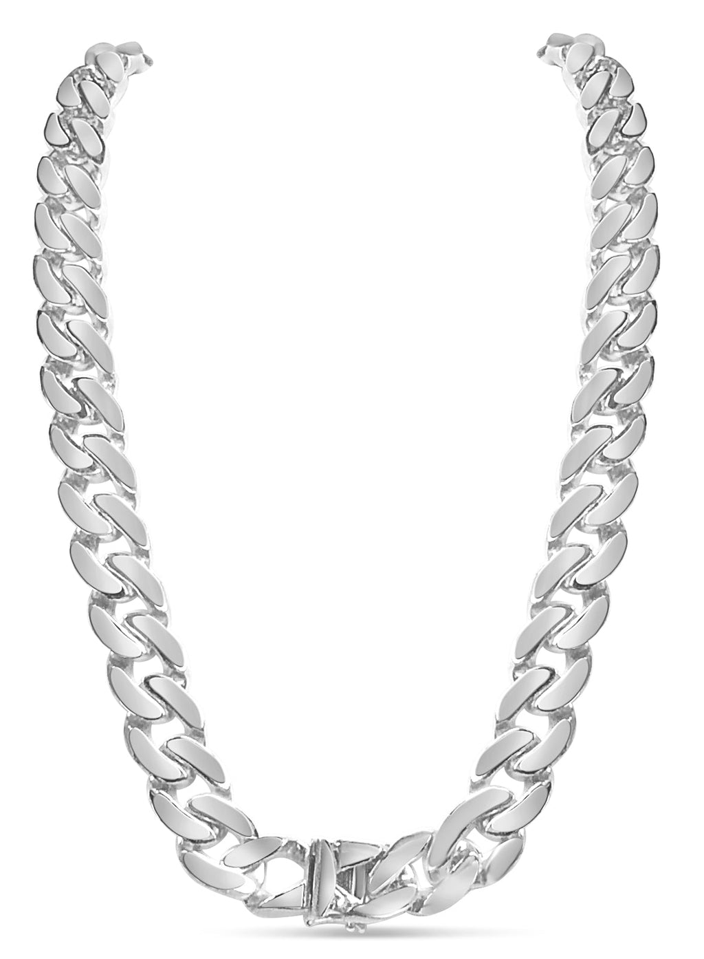 Miami Cuban Solid White/Yellow/Rose Gold Handmade Necklace , 16mm, 16-30 Inch