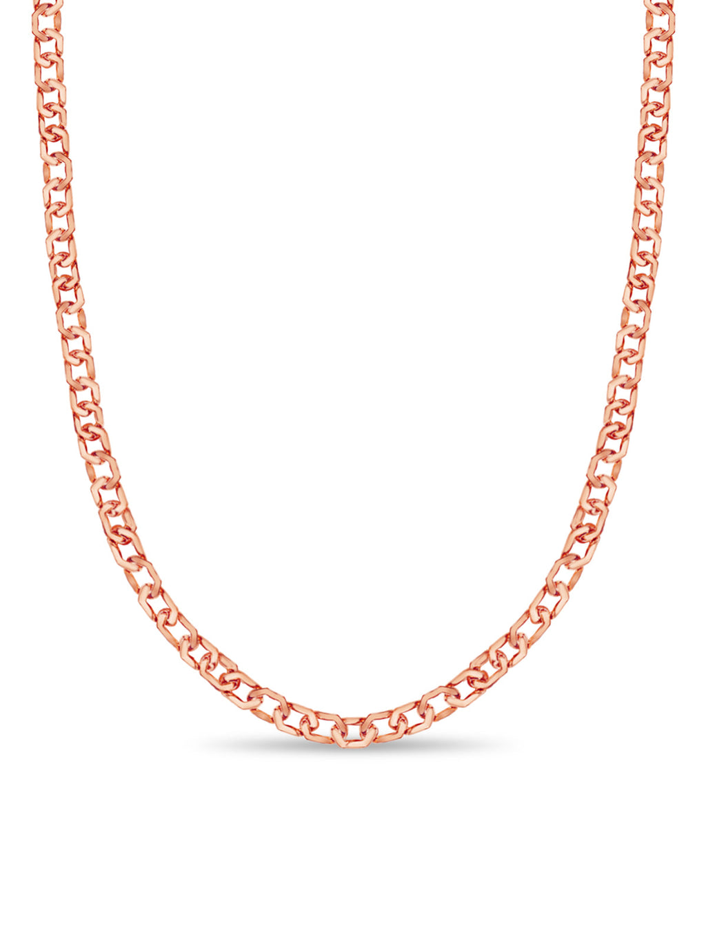 Curb Solid White/Yellow/Rose Gold Handmade Necklace , 11mm, 16-30 Inch