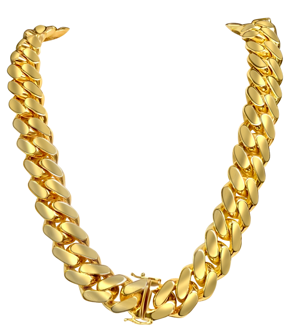 Miami Cuban Solid White/Yellow/Rose Gold Handmade Necklace , 18mm, 16-30 Inch