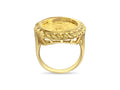 Fancy Solid White/Yellow/Rose Gold Handmade Coin Ring , Chinese Panda Bear Coin ,