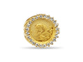 Diamond Fancy Ladies Solid White/Yellow/Rose Gold Handmade Coin Ring , Chinese Panda Bear Coin ,