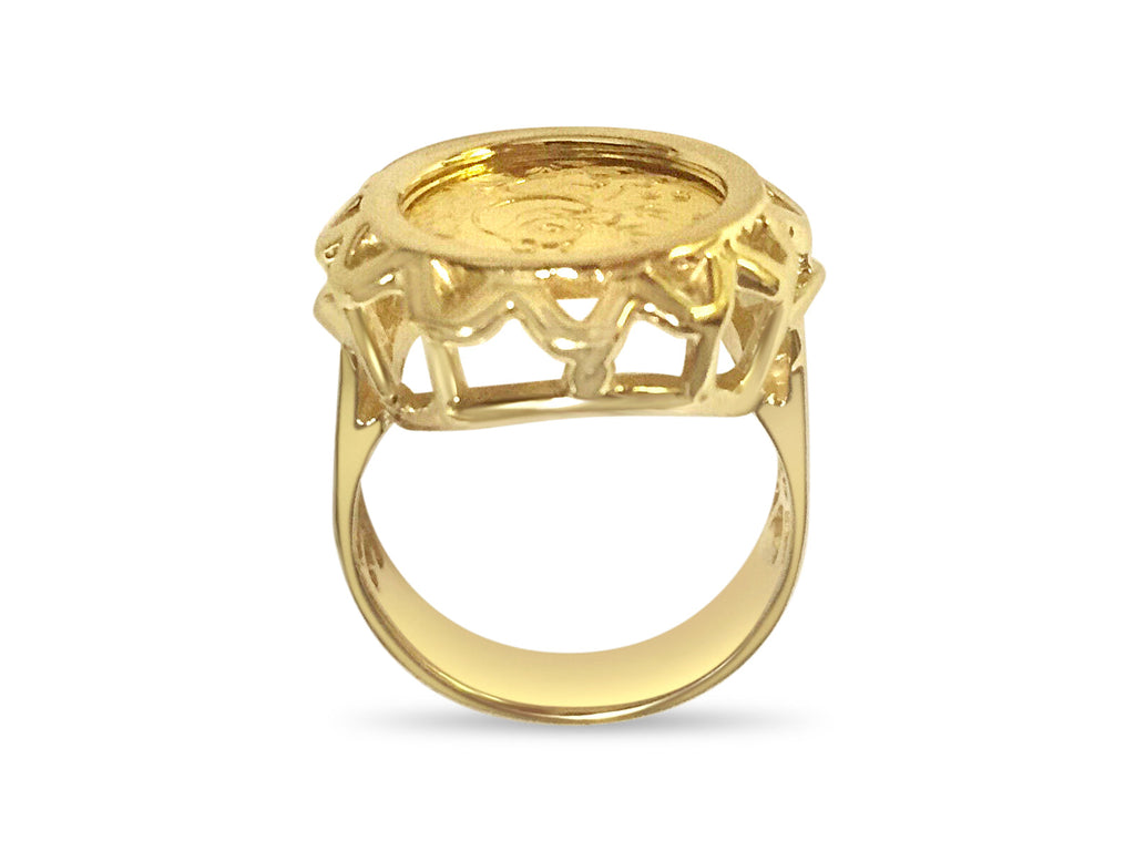 Fancy Ladies Solid White/Yellow/Rose Gold Handmade Coin Ring , Chinese Panda Bear Coin ,