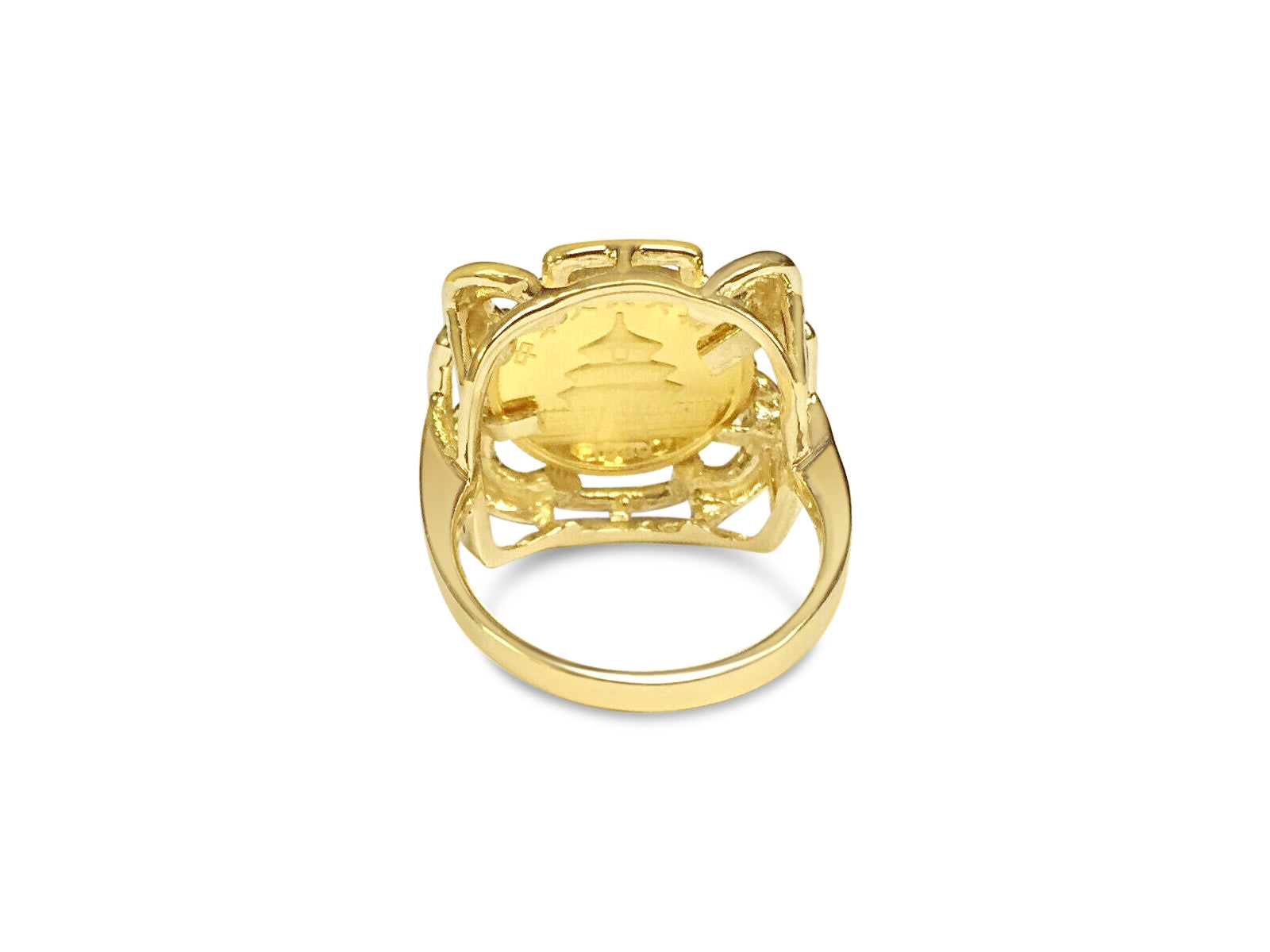 Fancy Ladies Solid White/Yellow/Rose Gold Handmade Coin Ring , Chinese Panda Bear Coin ,