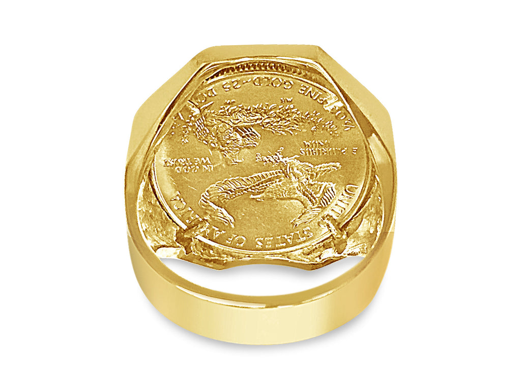 Fancy Solid White/Yellow/Rose Gold Handmade Coin Ring , 1/2oz Coin ,