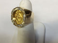 Diamond Fancy Solid White/Yellow/Rose Gold Handmade Coin Ring , Chinese Panda Bear Coin ,