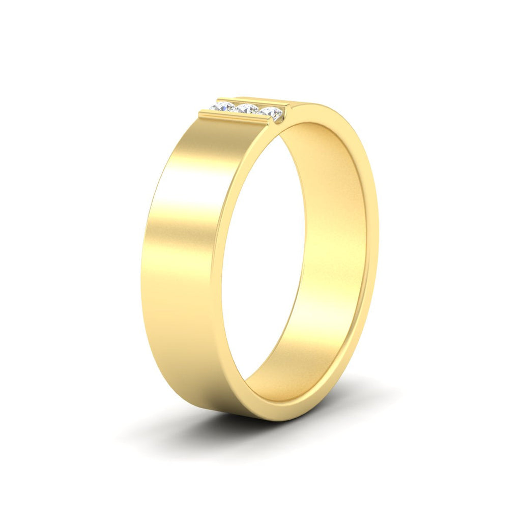 3 Stone Mens Flat Gemstone Band