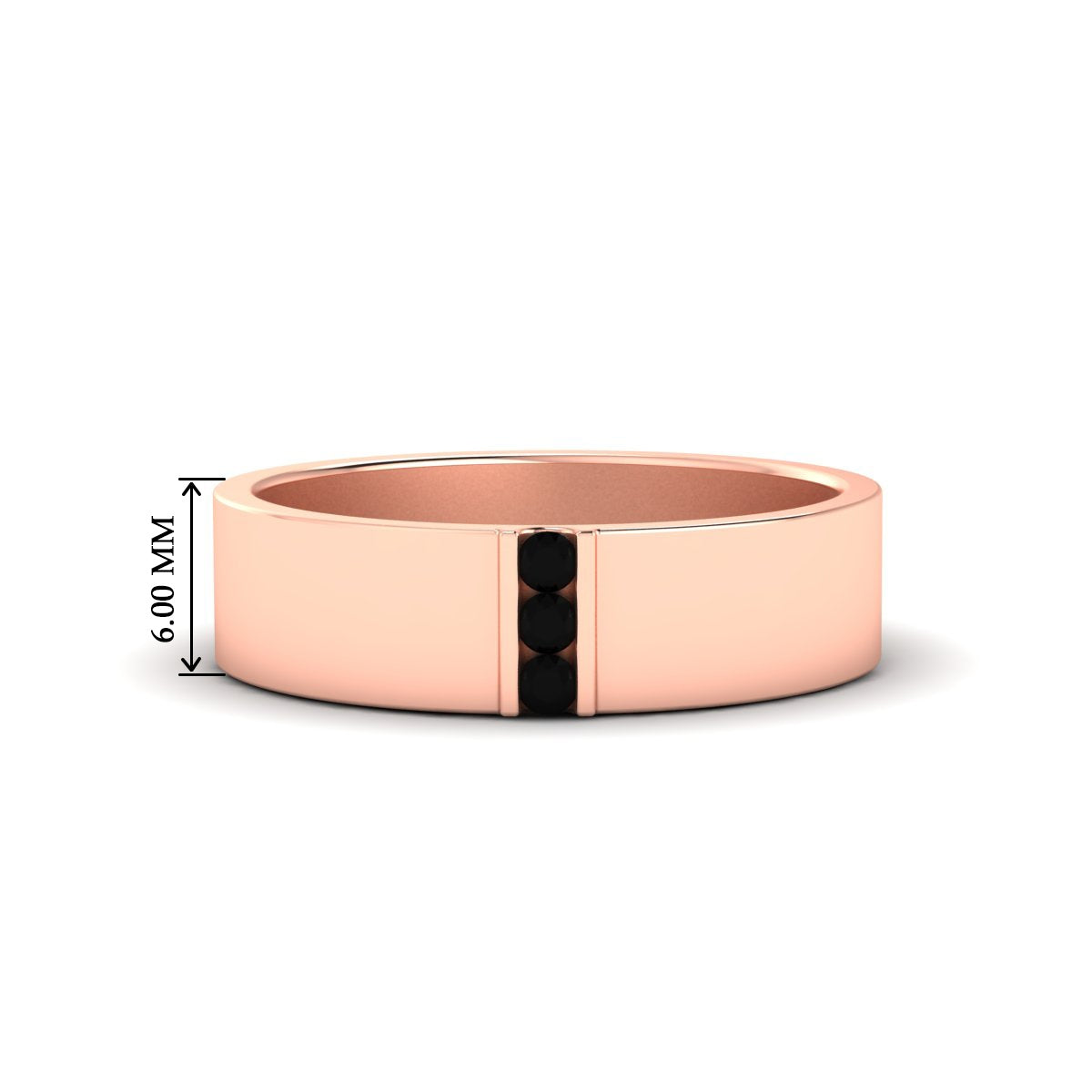 3 Stone Mens Flat Gemstone Band