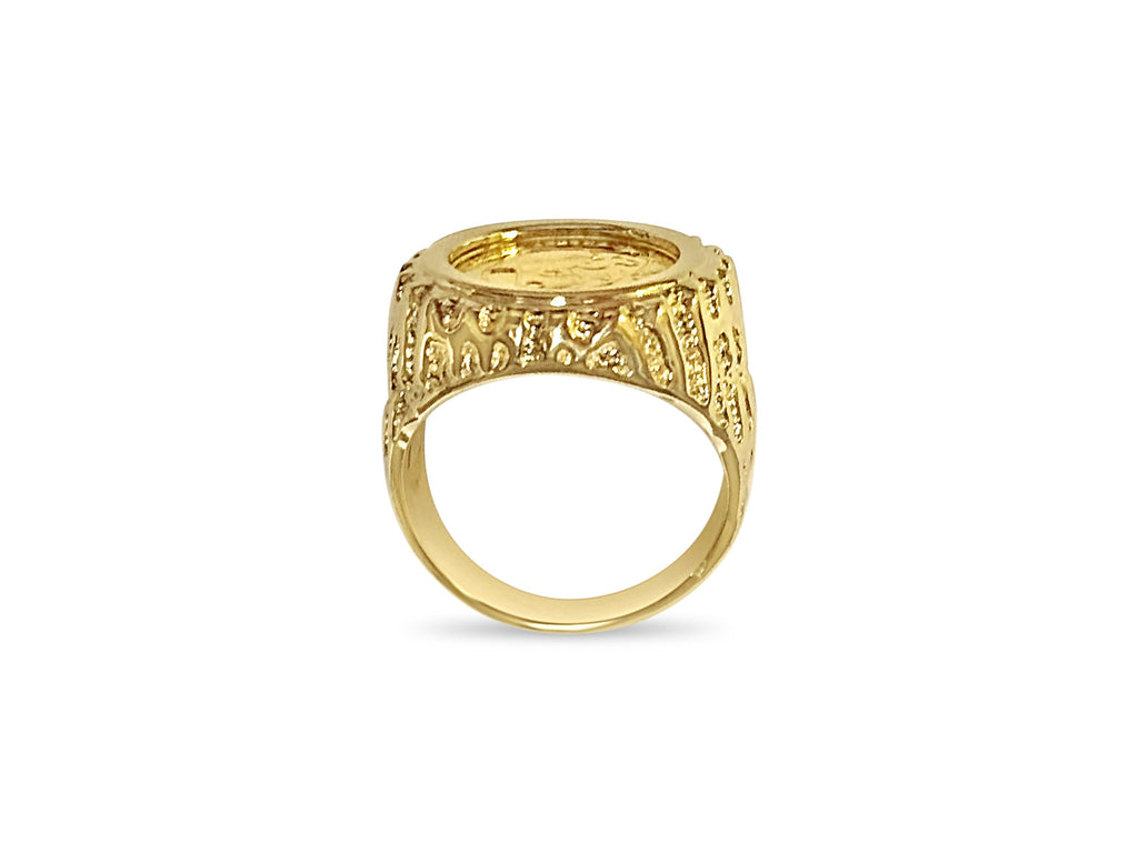 Fancy Solid White/Yellow/Rose Gold Handmade Coin Ring , Chinese Panda Bear Coin ,