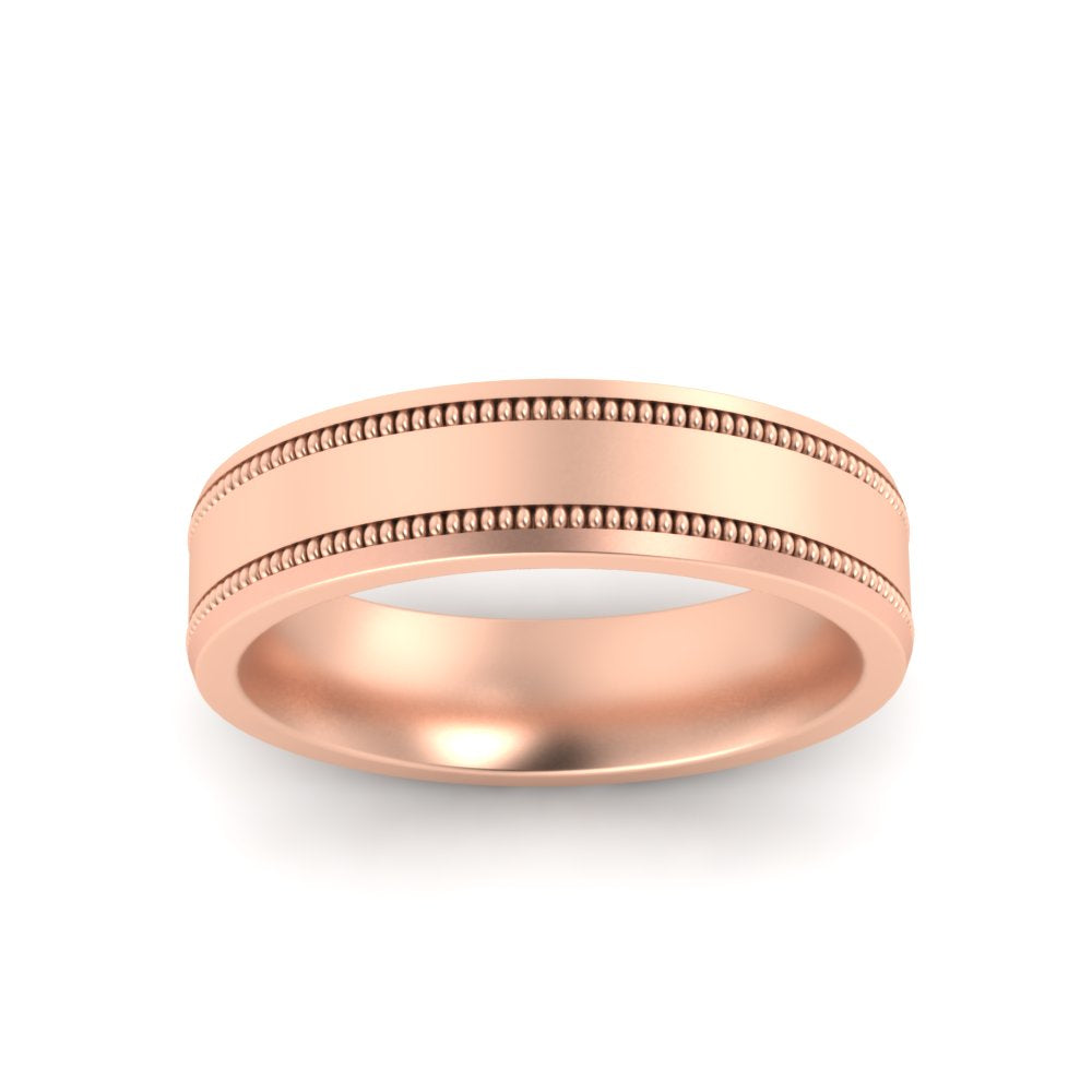 5 mm Mens Band Double Milgrain