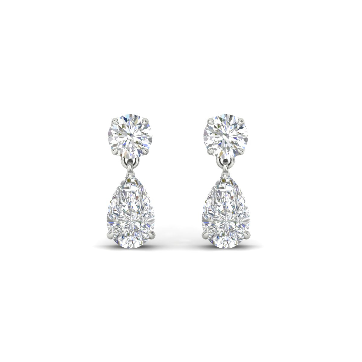 Round And Pear Drop Stud Earrings