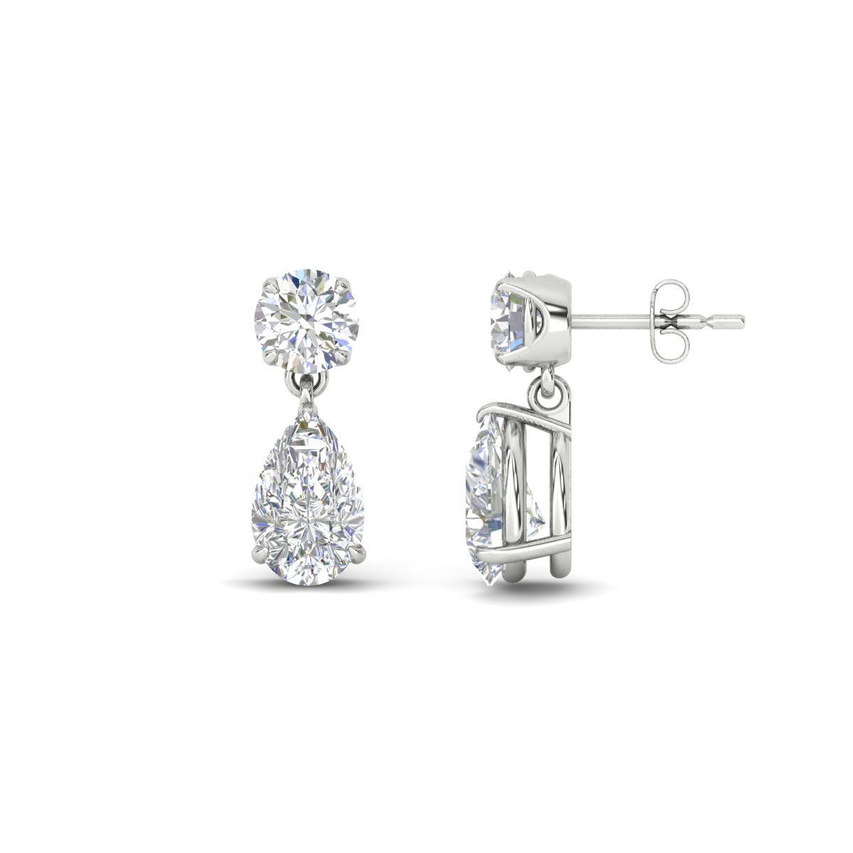 Round And Pear Drop Stud Earrings