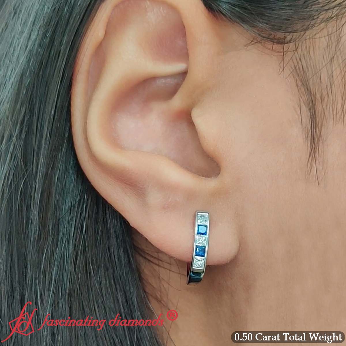 Channel Set Huggie Hoop Earring