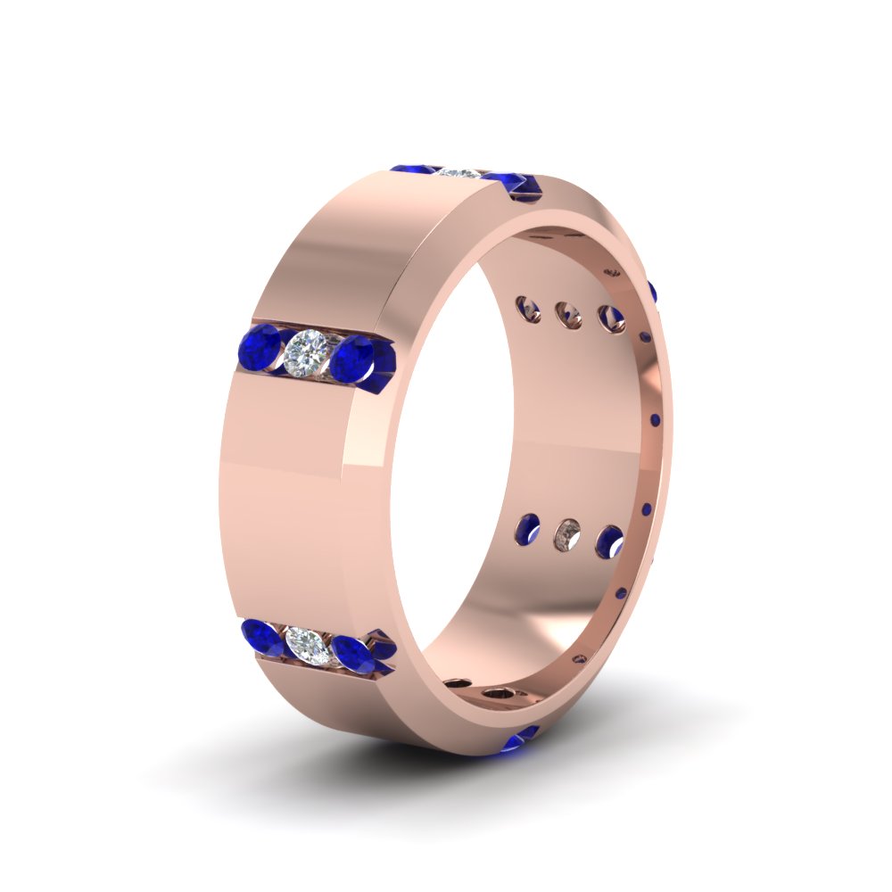 Channel Set 3 Stone Mens Anniversary Ring