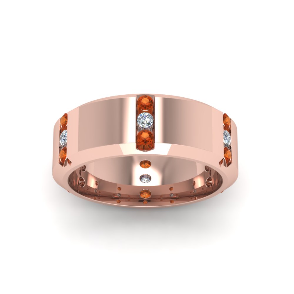 Channel Set 3 Stone Mens Anniversary Ring