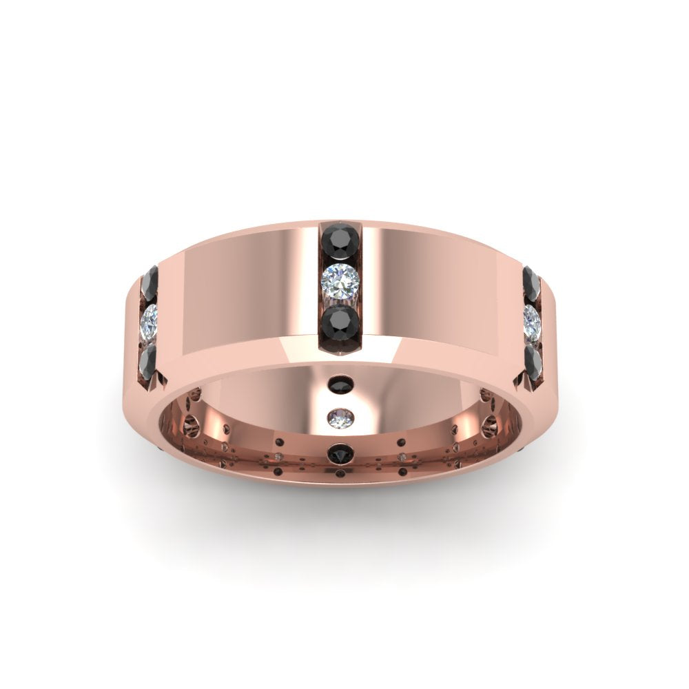 Channel Set 3 Stone Mens Anniversary Ring