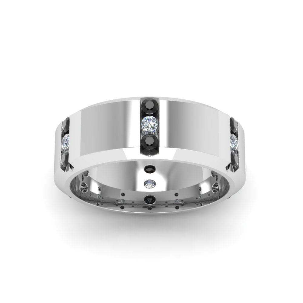 Channel Set 3 Stone Mens Anniversary Ring