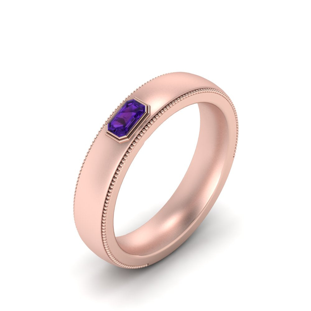 Comfort Fit Mens Milgrain Outline Ring