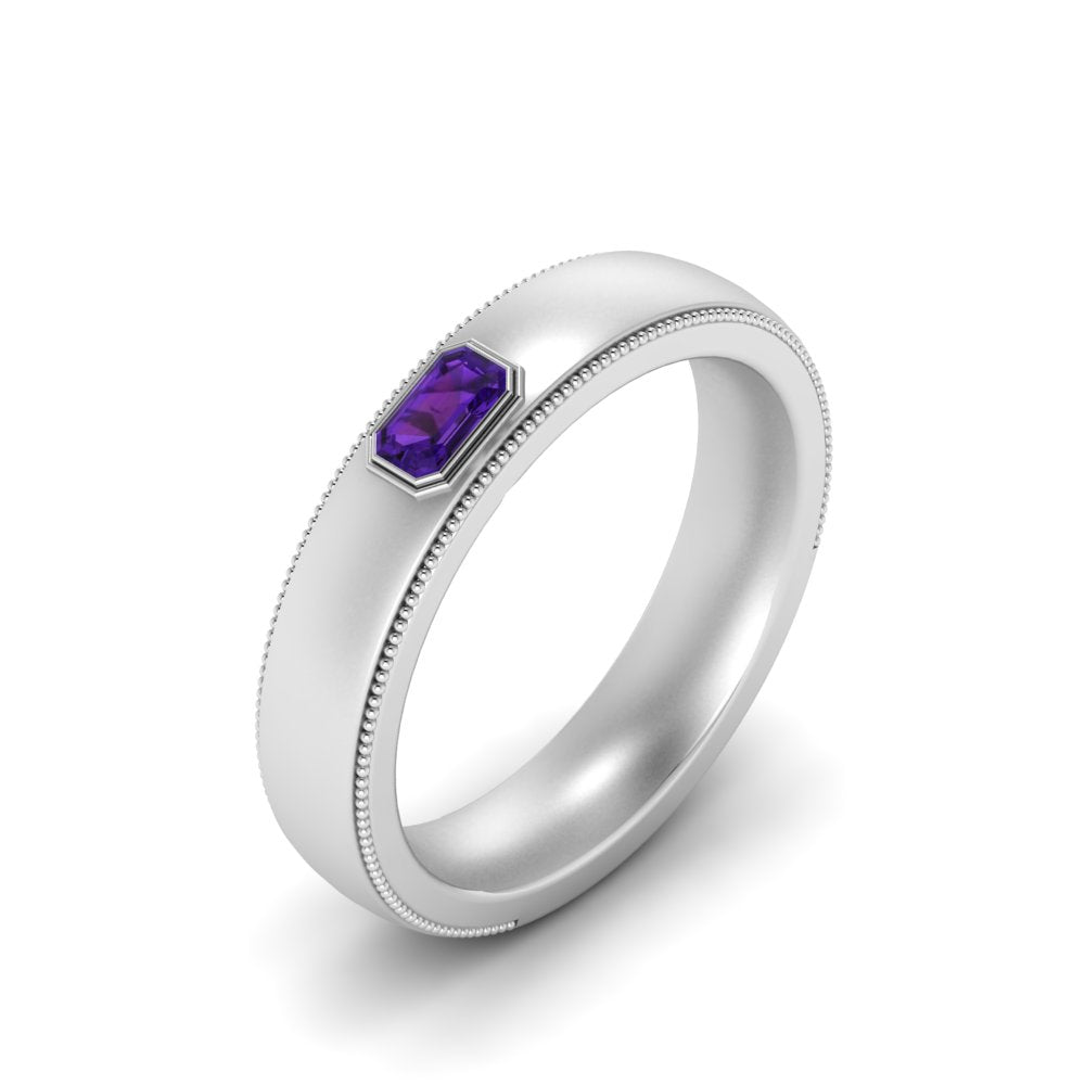 Comfort Fit Mens Milgrain Outline Ring