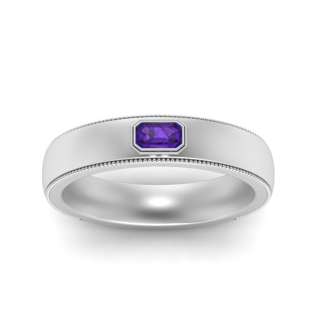 Comfort Fit Mens Milgrain Outline Ring