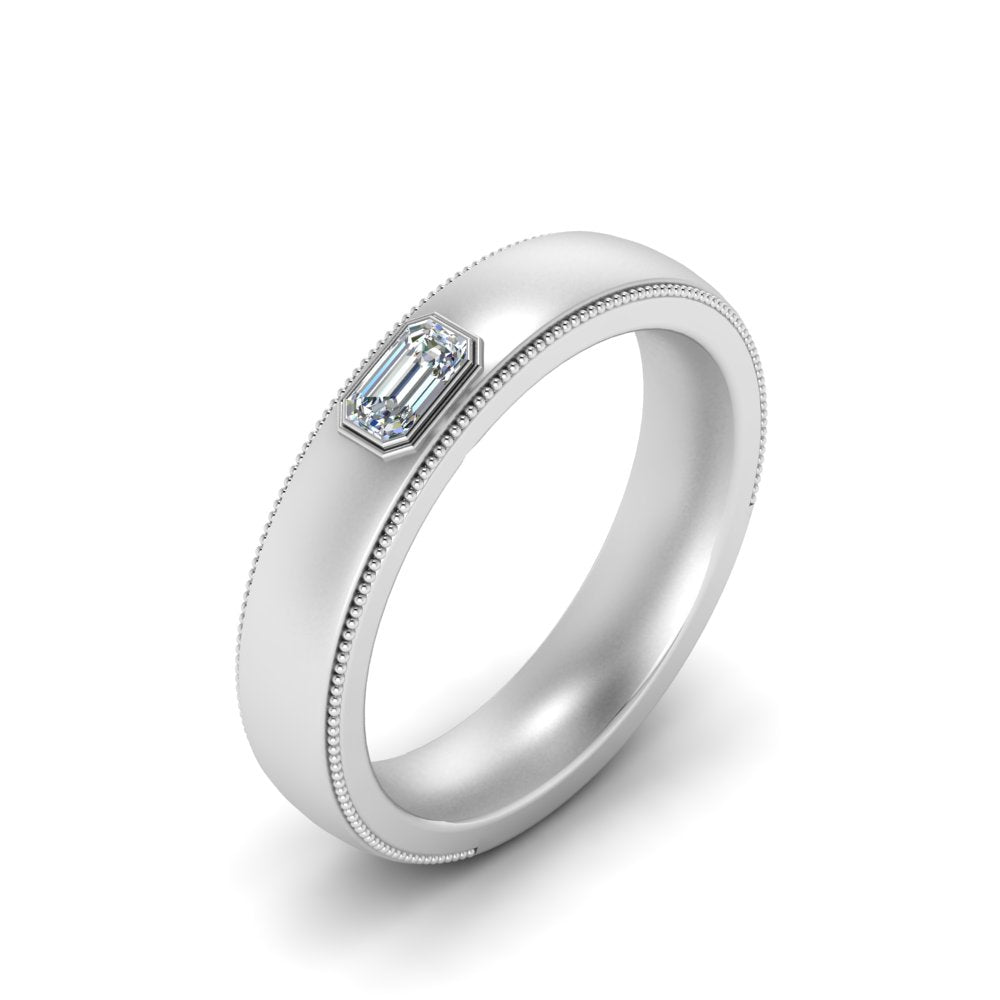 Comfort Fit Mens Milgrain Outline Ring