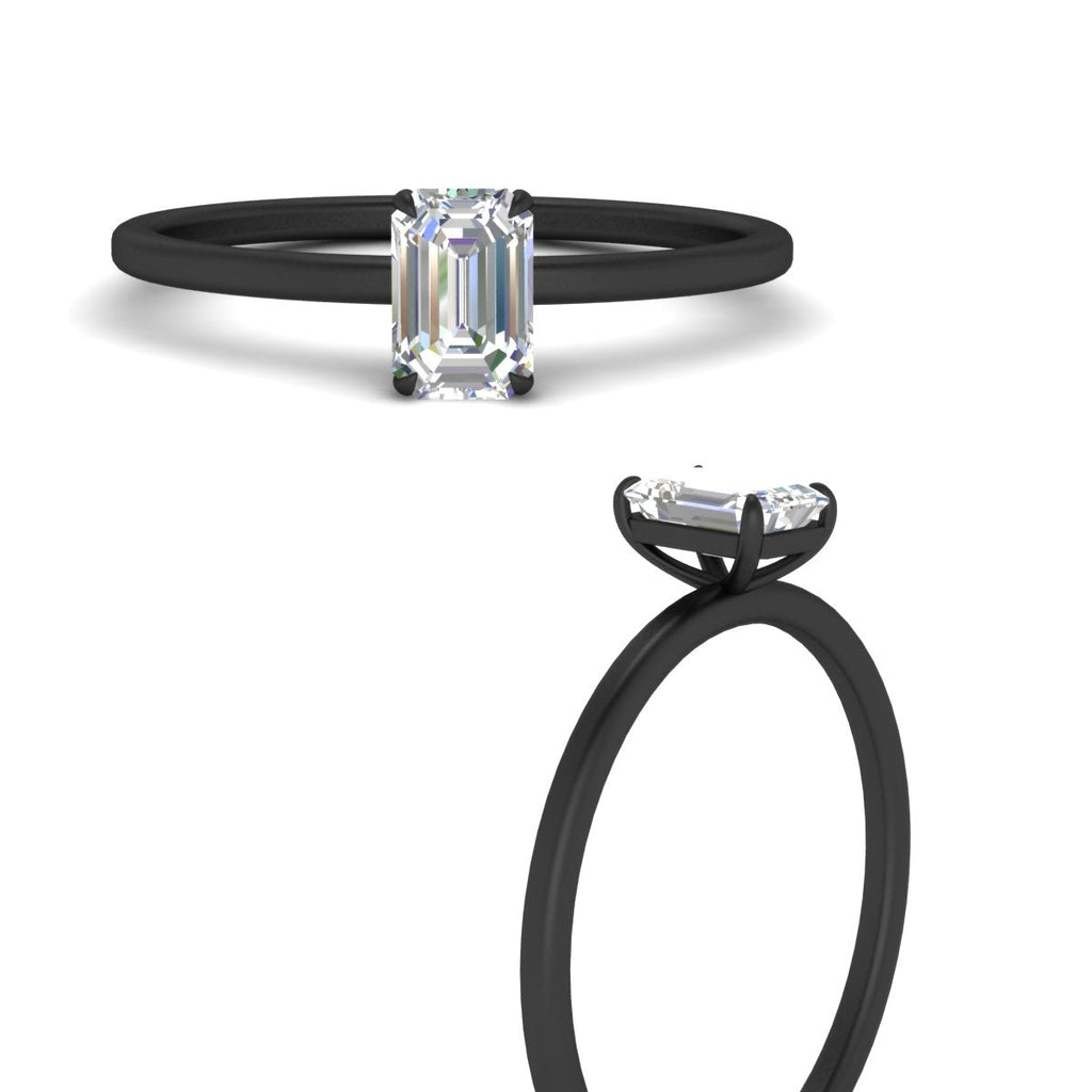 Emerald Cut Thin Classic Solitaire Ring
