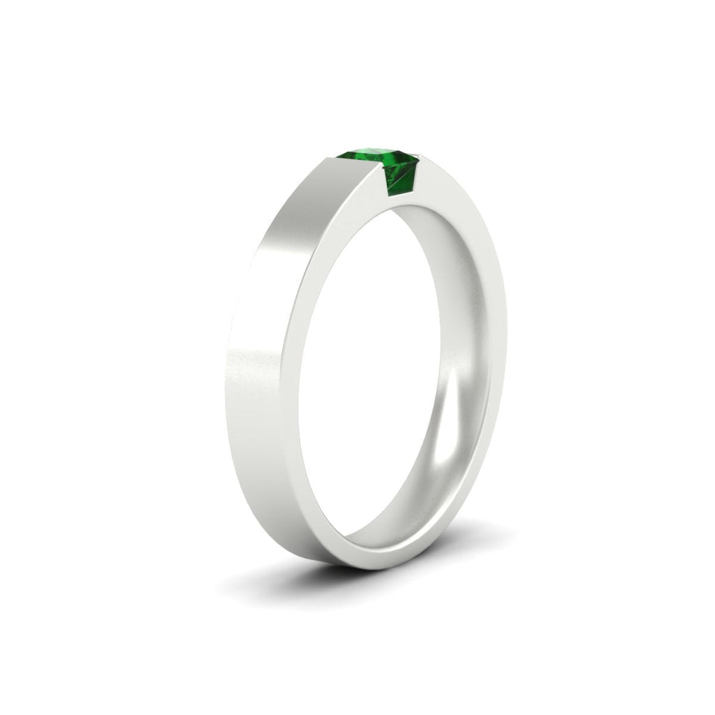 Half Bezel Solitaire Mens Engagement Ring