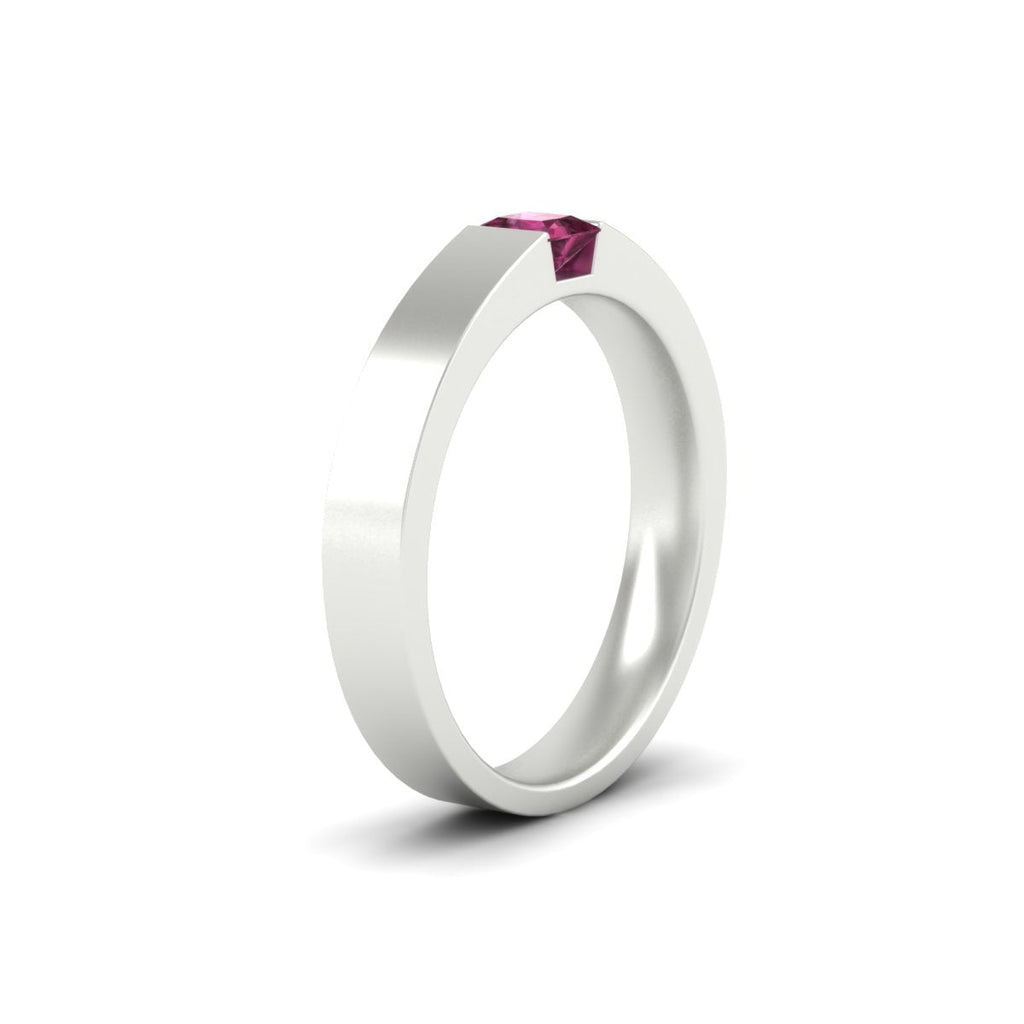 Half Bezel Solitaire Mens Engagement Ring