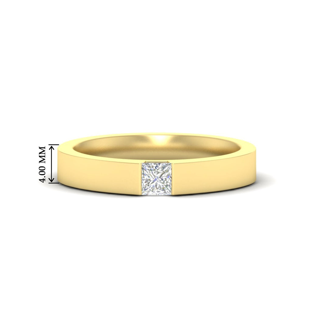 Half Bezel Solitaire Mens Engagement Ring