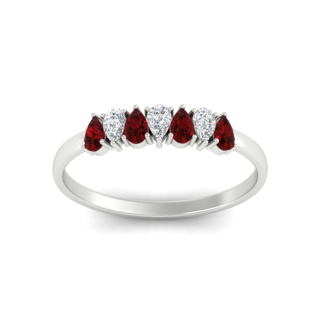 Half Carat 7 Stone Wedding Band Diamond Teardrop