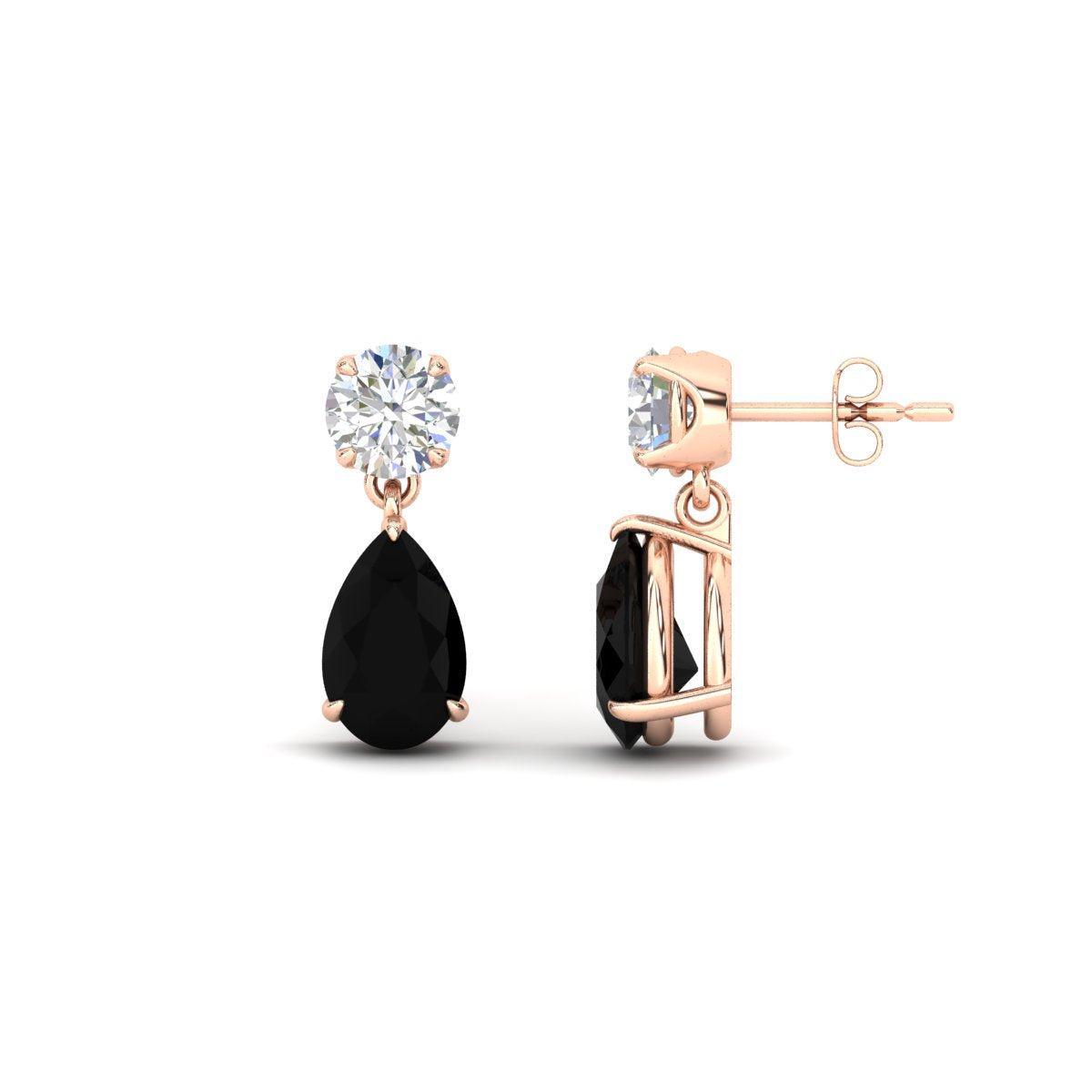 Round And Pear Drop Stud Earrings