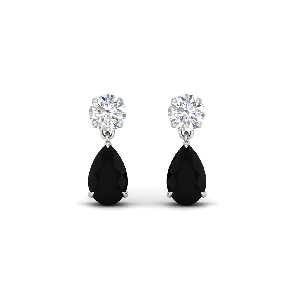 Round And Pear Drop Stud Earrings