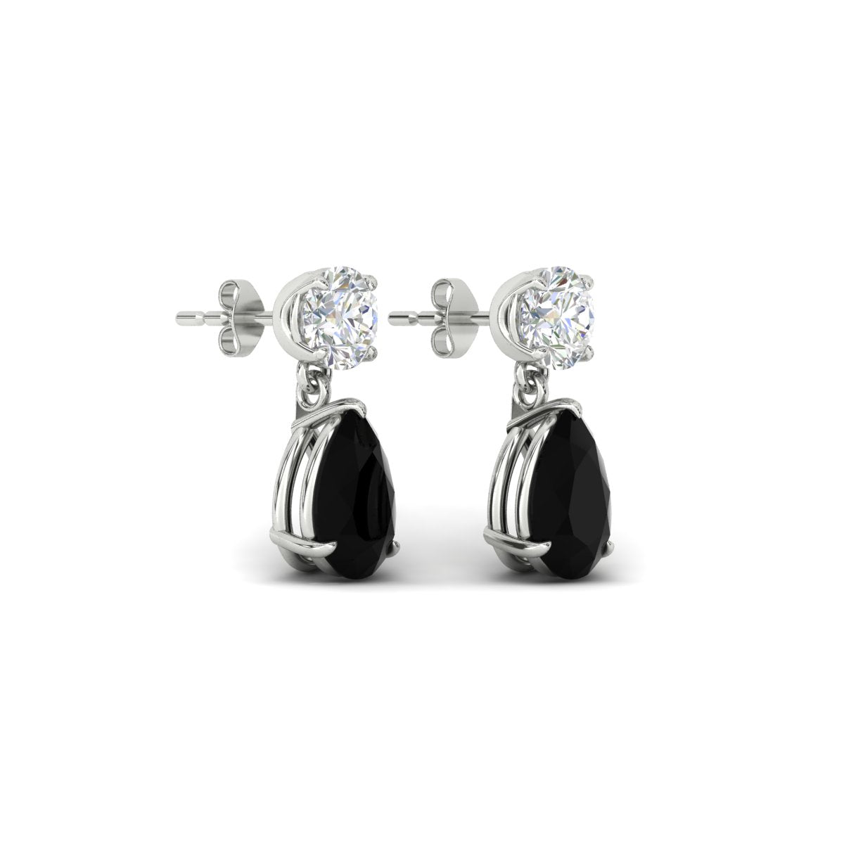 Round And Pear Drop Stud Earrings