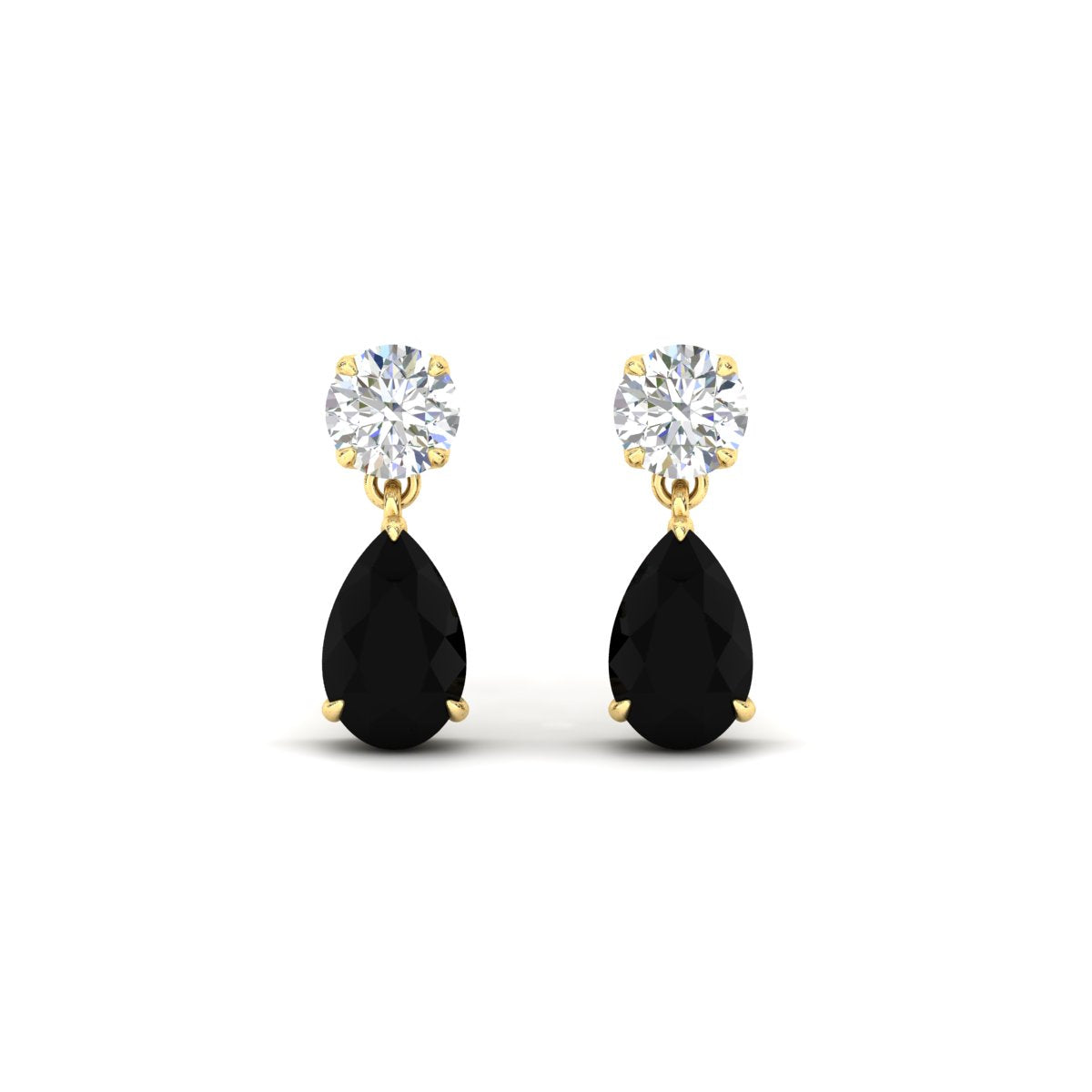 Round And Pear Drop Stud Earrings