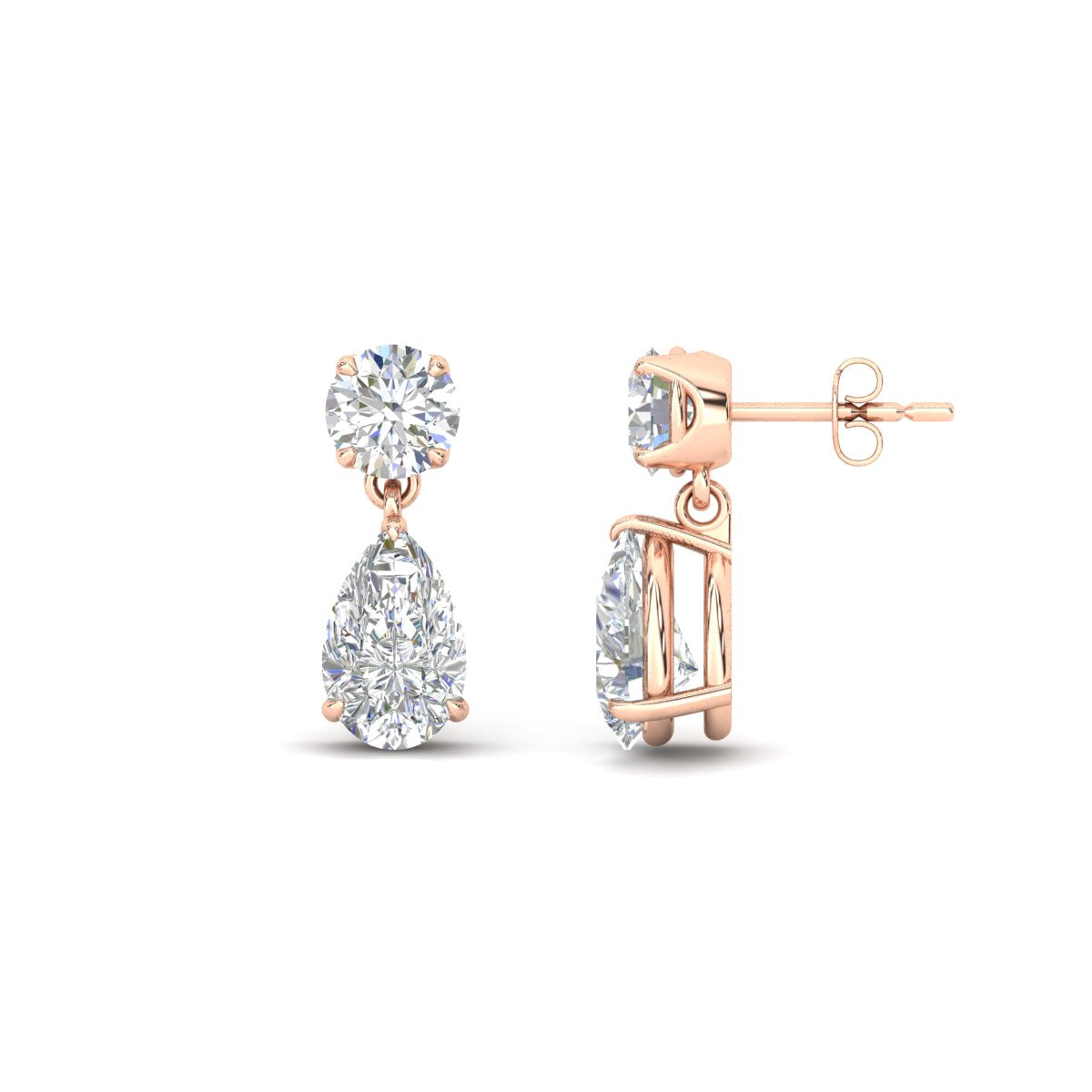 Round And Pear Drop Stud Earrings