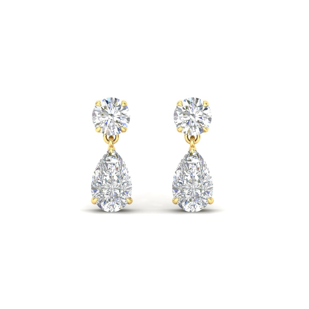 Round And Pear Drop Stud Earrings