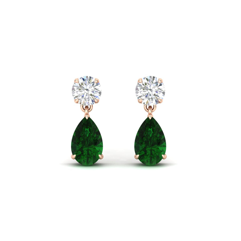 Round And Pear Drop Stud Earrings