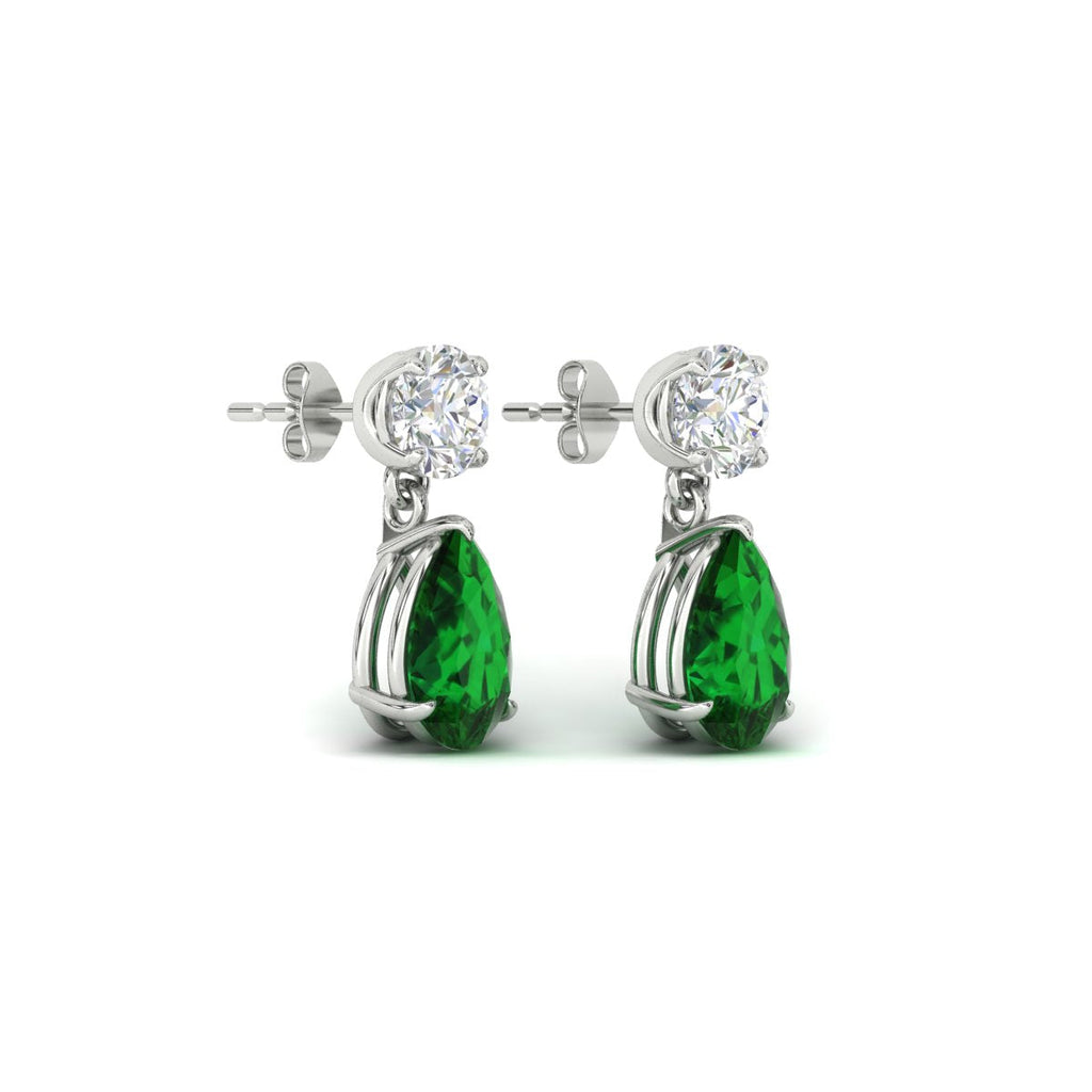 Round And Pear Drop Stud Earrings