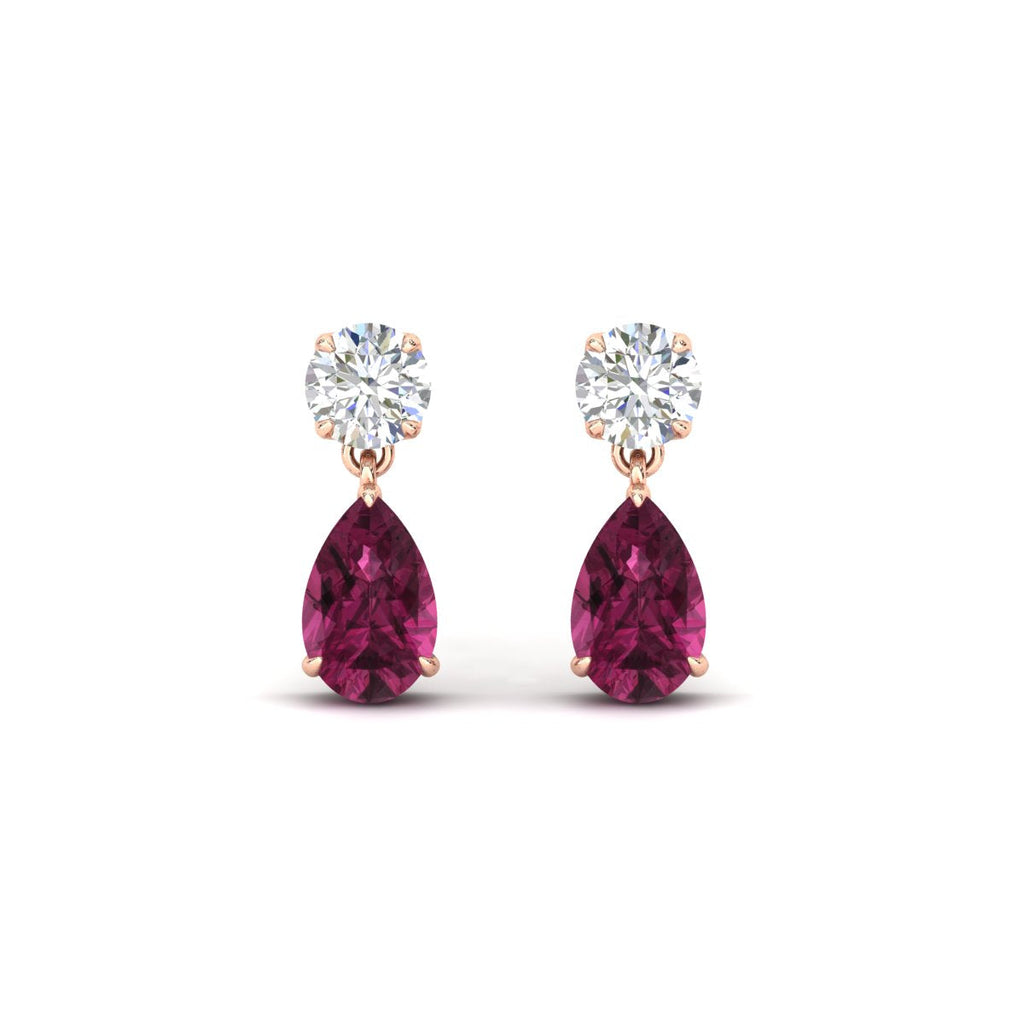 Round And Pear Drop Stud Earrings