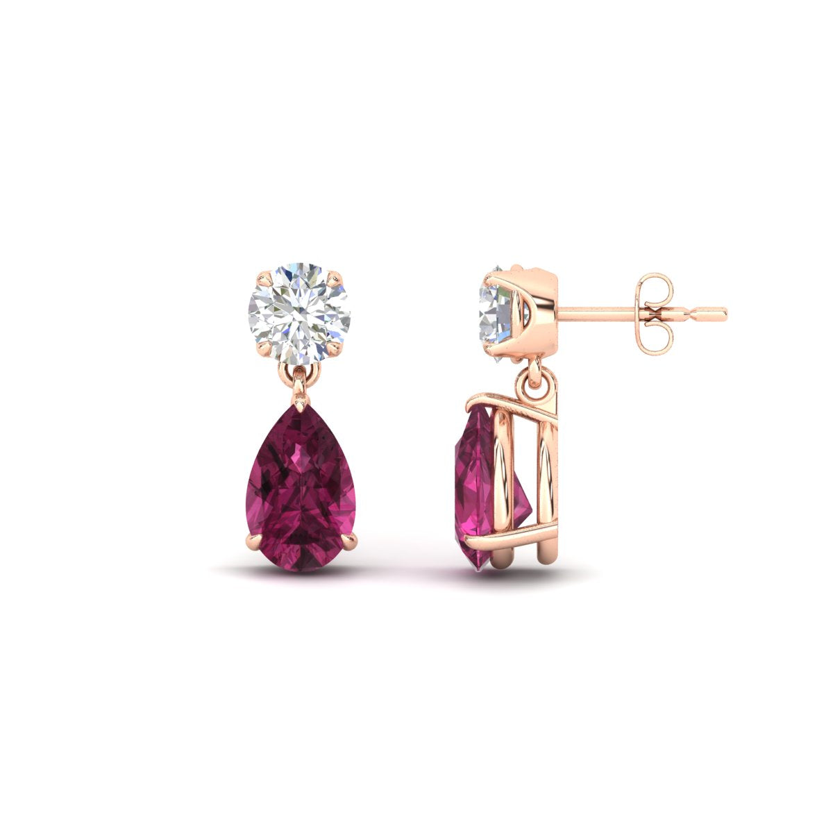 Round And Pear Drop Stud Earrings