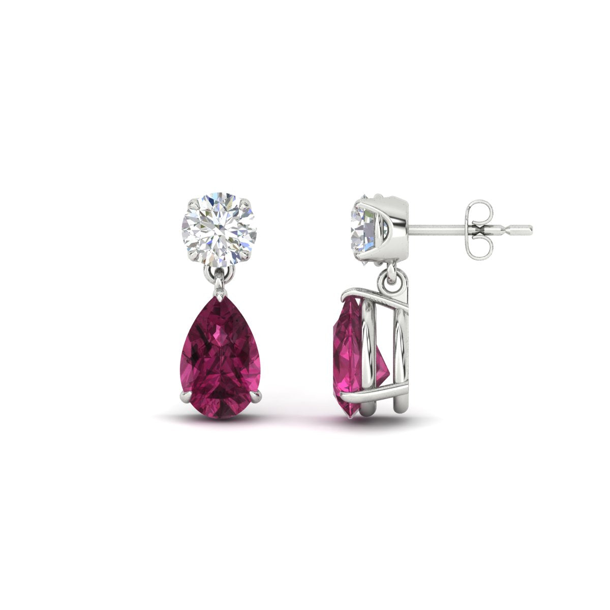 Round And Pear Drop Stud Earrings